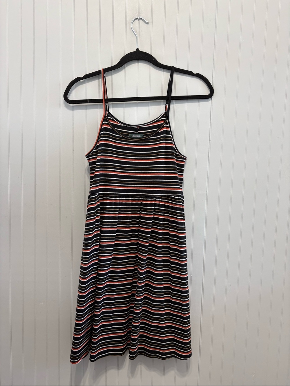 Wild Fable Black & Coral Striped Sleeveless Dress Size S